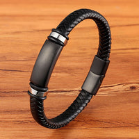 Men's Stainless Steel/Leather Wristband
